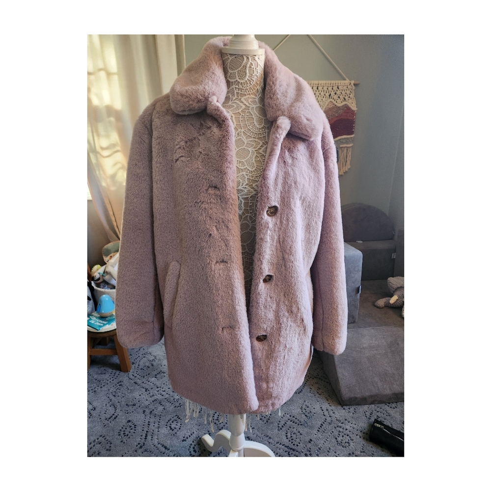 Madewell Size Medium Faux Fur Pink Coat